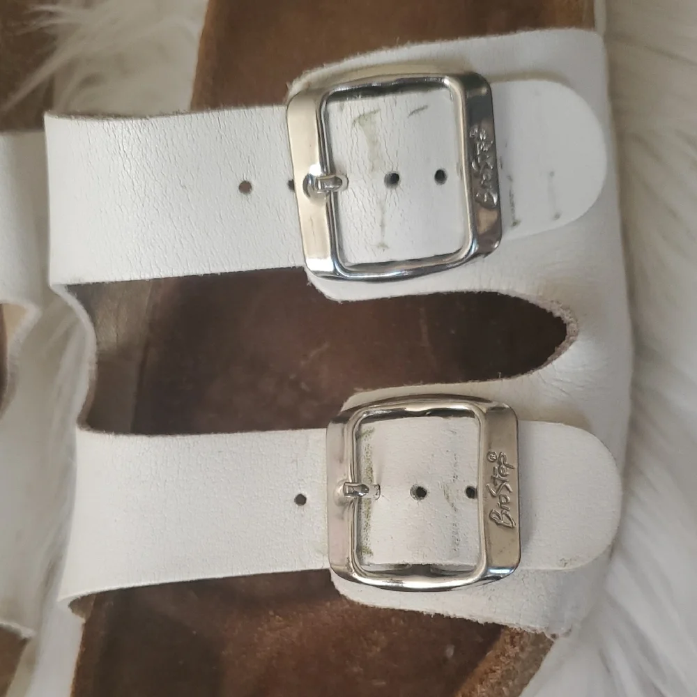 White BioStep Two-Buckle Slide Sandals - Picture 2 of 9